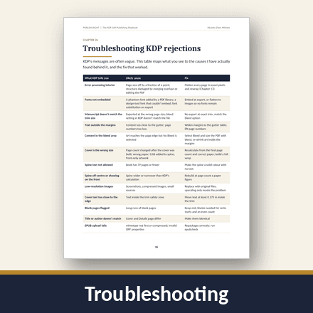 KDP rejection troubleshooting table