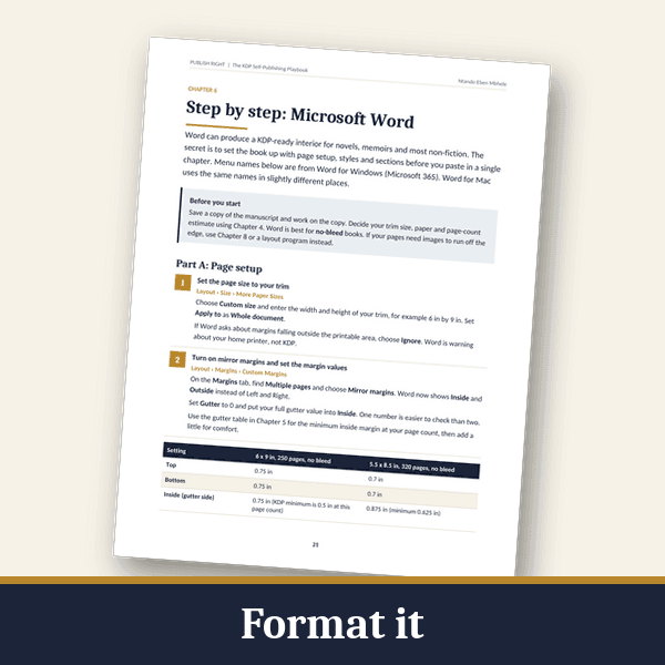 Step-by-step Microsoft Word formatting page