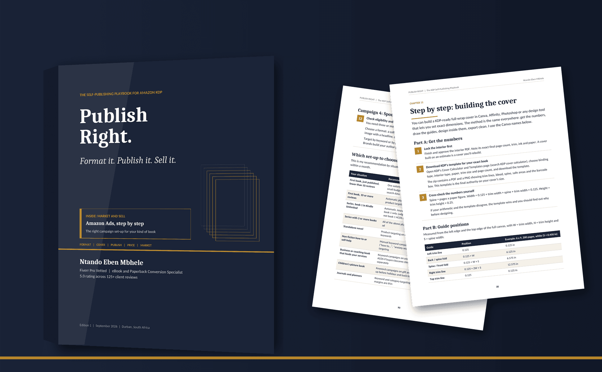 Publish Right book with interior pages on cover design and Amazon Ads set-up